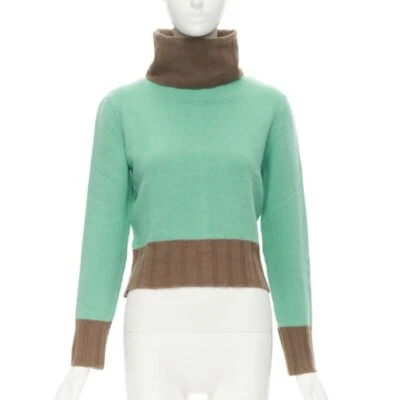 GIANNI VERSACE Vintage 2001 Lana Cachemira Verde Marrón Cuello Tortuga Suéter IT42 M Foto 1 de 4