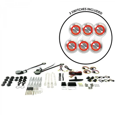 Kit de ventana eléctrica de 2 puertas con 3 interruptores de billet retro - iluminación roja AutoLoc  Foto 1 de 2