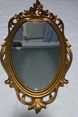 Vintage French Country Rococo Syroco Gold Mantle Mirror 1965 Made USA - Image 1 of 4