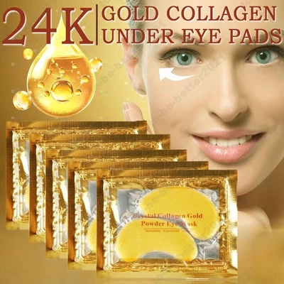 20 Pcs Under Eye Crystal Collagen Gel Pad Gold 24k Face Mask Anti Aging Wrinkle - Image 1 of 4
