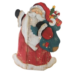 Northlight 19.5" Wooden Standing Santa Claus LED Lighted Christmas Decoration - Picture 1 of 6