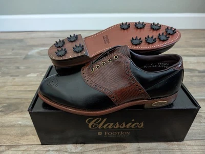 NEW Vintage Footjoy Classics Mens Golf Shoes 51942 BLK/BRN Lizard 10D - Image 1 of 4