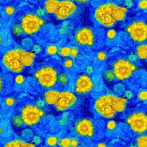 Blue Sky Swirl Meterware 43 Zoll breit Sonnenblume Symphonie von Chong-A Hwang - Bild 1 von 1