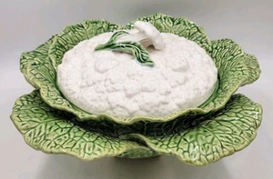 BORDALLO PINHEIRO Green Majolica Cauliflower Tureen No Ladle - Picture 1 of 16