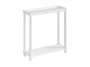 Set Of Two 24" White Wood Rectangular End Tables With Shelf - Picture 1 of 14