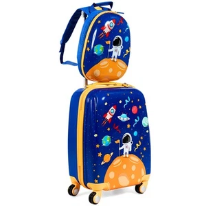 Costway 2PC Kids ABS Luggage Case Set 18" Suitcase 12" Backpack Spaceman School - Picture 1 of 6