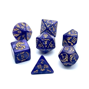 7Pcs/Set Multi-Sided Dice Dragon New Textures Pattern Games Dice for Dnd RPG Gam - Picture 1 of 12
