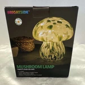 Brightside Confetti Glass Mushroom Light Led Lamp White & Green NIB - Picture 1 of 4