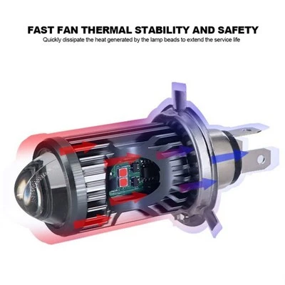 LED Headlight P15D BA20D H4 with Yellow and White Lens for Motorcycles - Image 1 of 4