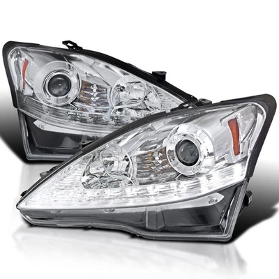 Fits 2006-2009 Lexus Is250 Is350 Led Strip Projector Headlights Lamps Left+Right - Imagem 1 de 4