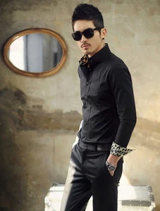 Mens Dress Shirts Clothes Luxury Casual Slim Stylish Long Sleeves Casual Shirts - Picture 1 of 8