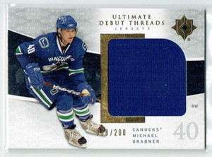 09-10 UD Upper Deck Ultimate Debut Threads  Michael Grabner  /200  Rookie Jersey