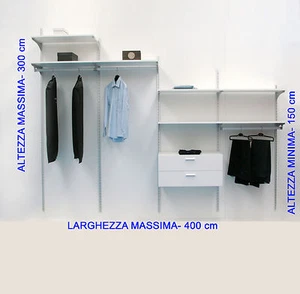 Cabina armadio per mansarda su misura con ripiani e tubi appenderia. 100% Italy - Imagen 1 de 2
