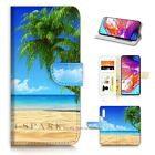 ( For Samsung A50 ) Wallet Flip Case Cover AJ40101 Beach Sea Sky