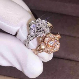Women's Silver Rose Gold AAA Cz Ring Rose Gold Filled Valentine's Day Size 6-10 - Picture 1 of 8