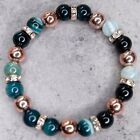 Genuine Green Lace Agate Bracelet, Rose Gold Hematite Beads, Rondelle Spacers, 6