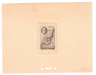 Estampilla de Roosevelt 1946 Mónaco FDR prueba de color Scott 202 3f marrón Foto 1 de 2