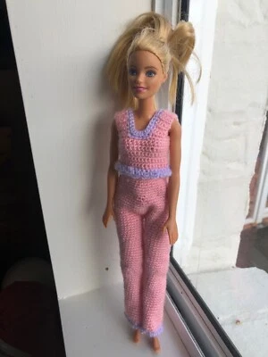 Doll dress Pattern ( UK or US terms) Barbie or Disney like doll Pink Jumpsuit - Image 1 of 4