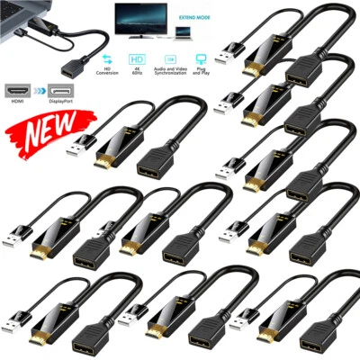 10PCS 4K HDMI to DP Displayport Active Converter Cable USB Power for PC Laptop - Image 1 of 4