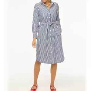 J. Abito Camicia Crew Mercantile Righe Con Cintura Manica Lunga Casual Taglia S - Foto 1 di 9