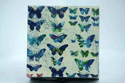 Wood handmade hinged medium storage/trinket box decoupage Butterfly blue - Image 1 of 4