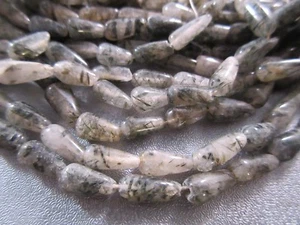 Indien Schwarz/Wolkig Rutil Quarz Tränen Perlen 33 Stck. - Bild 1 von 1