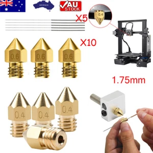 10PCS Brass MK8 Extruder Nozzle 0.4mm 0.6mm Print Head For Ender 1.75mm Printer - Picture 1 of 14