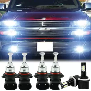 Faros LED + Kit de luces antiniebla para For Chevy Silverado 1500 2500 HD 99-02 - Picture 1 of 12