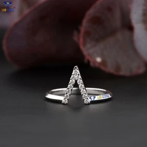 0.094 TDW Round Cut Moissanite Ring 10k White Gold Labstone EF Color VS Clarity - Picture 1 of 5