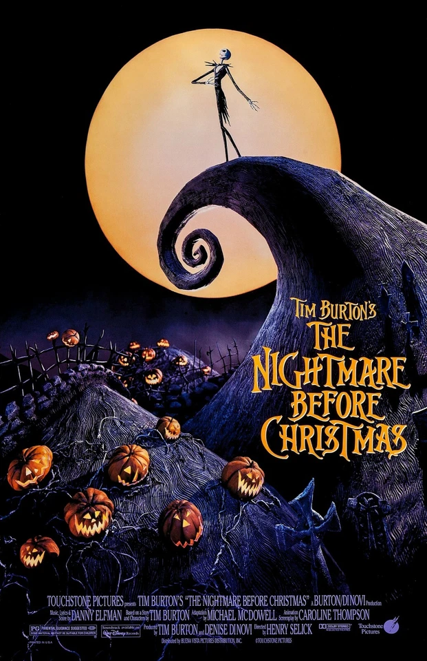 Tim Burton's The Nightmare Before Christmas movie poster (a) : 11 x 17 inches
