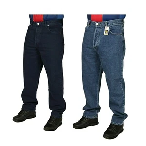 Men's Classic Fit Jeans 28-36 Straight Leg Basic Casual Denim Work Pant Trousers - Picture 1 of 8