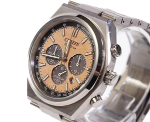 Citizen 'Zenshin Chrono' Super Titanium (42mm) Eco Drive. Textured Salmon Dial - Picture 1 of 13