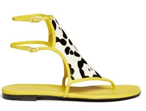 $795 NEW Tamara Mellon Jungle Fever Yellow Black White Flat Sandals 36 36.5 37.5 - Picture 1 of 27