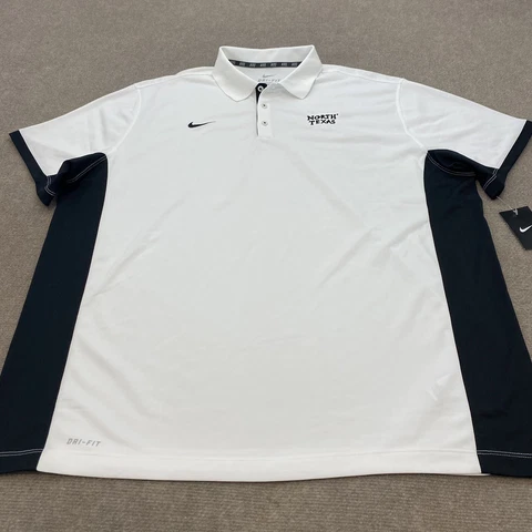 North Texas Mean Green Polo Shirt Nike Mens 3XL White Black Logo Short Sleeve Cover