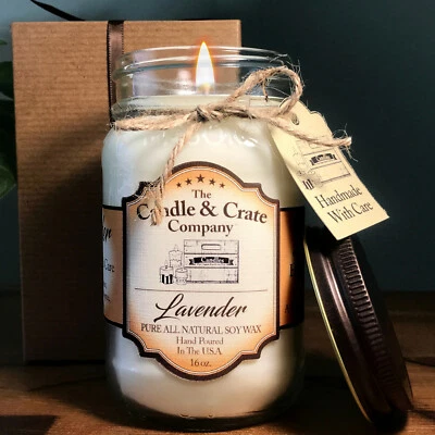 Lavender, 16oz. Mason Jar, Soy Wax Candle, Highly Scented, Aromatherapy Candles - Image 1 of 4