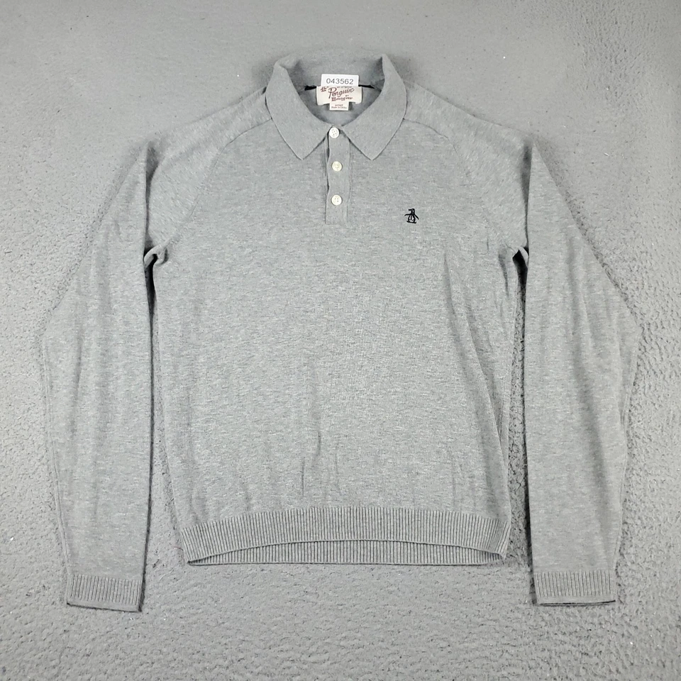 Penguin Munsingwear 毛衣男式小号灰色领套衫运动衫 — 第 1/4 张图片