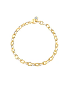Authentic Crislu Gold and White Glaze Chain Links Bracelet - Picture 1 of 1