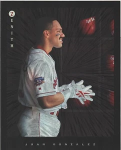 Juan Gonzalez - 1997 - Carta sportiva - Pinnacle Zenith - 15/24 - TX Rangers - 8X10 - Foto 1 di 2