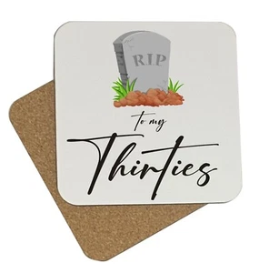 Posavasos de madera brillante novedad feliz feliz cumpleaños RIP 30 ideal para té/café co31 - Imagen 1 de 4