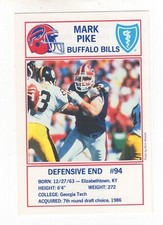1990 POLICE SERIES BLUE SHIELD BUFFALO BILLS MARK PIKE #94