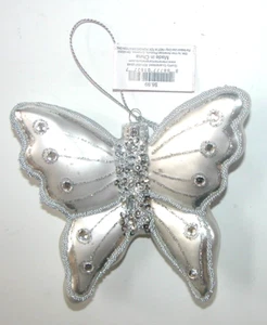 NEW NWT Christmas Ornament Shatterproof White Butterfly Gems - Picture 1 of 1