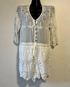MINISTRY OF STYLE White Lace Silk Blend Romper Playsuit Size 8 Aus (US4) - Picture 1 of 9