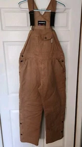 Wolverine Sawmill Insulated Brown Duck Bibs Adj. Sh. straps Mens Size L.  32/L - Picture 1 of 17