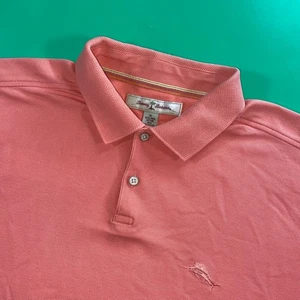 Tommy Bahama XL Coral Pink Pima Cotton Blend Golf Polo Shirt Mens - Picture 1 of 6