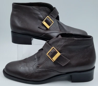 Etienne Aigner Marrón Cuero Hebilla Correa Informal Vestido Botines Para Mujer 8W Foto 1 de 4