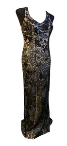 Vintage Sue Wong Sleeveless Black and Tan Lace beaded Details evening Gown Sz 2 - Picture 1 of 17