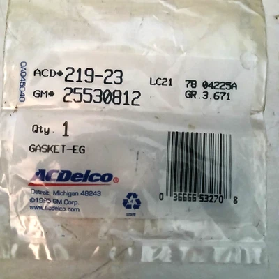 Junta Motor EGR ACDelco 219-23 GM 25530812 Buick Pontiac Olds Foto 1 de 2