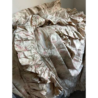 RALPH LAUREN Reine Floral Sateen king duvet cover+3 euro shams set 4 Ruffled - Image 1 of 4