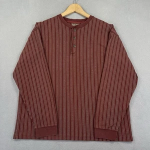 Vintage LL Bean Shirt Men’s XL Red Henley Long Sleeve Pullover Classic Striped - Picture 1 of 8