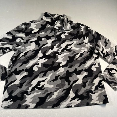 Pulôver Starter Masculino XL Cinza Preto Branco Camuflado Quarto Zíper Waffle de Lã - Imagem 1 de 4